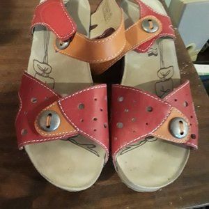 Romika red leather sandals size 7